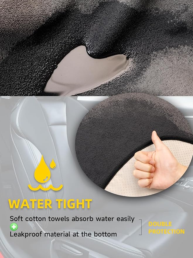 ZIMABLUE Terry Cloth seat Cover Universal Waterproof Car Sport Towel Seat Cushion Non-Slip Sweat-Absorbent Towel Cloth Suitable for All Seasons Waterproof Beach Seat Cover Washable-Grey