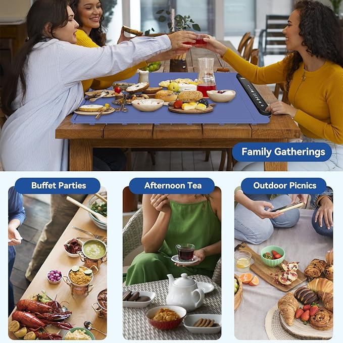 Warming Mat for Food Warmer Pad: Foldable Silicone Electric Warming Tray for Buffets Party - Fast Heating Portable Hot Plates for Countertop Kitchen Travel Home Outdoor Car Holiday Ideas