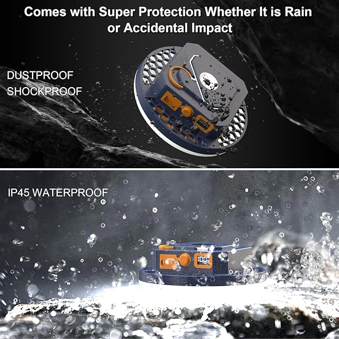 2pcs 10000mAh Rechargeable Camping Light Brightness Stepless Dimming, IP45 Waterproof Tent Light Power Failure (Warm)