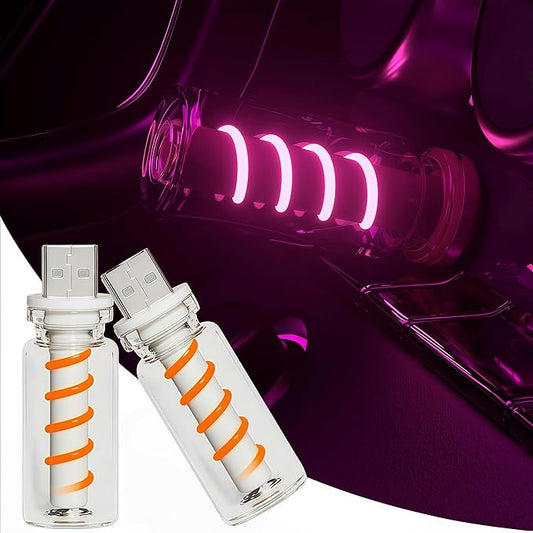 2 PCS USB Car Interior Lights, Touch Dimmable, Mini Retro Glass Bottle Design Suitable for Cars, Bedrooms, Corridors and Camping (Pink)