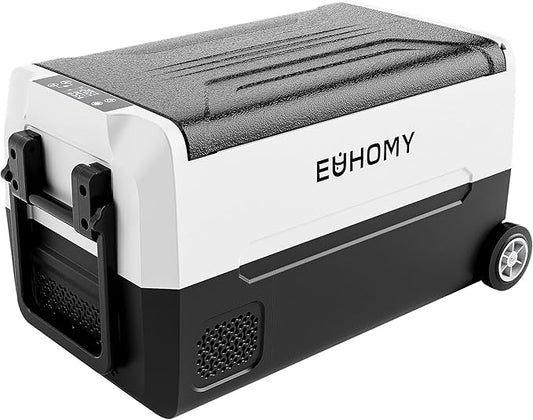 EUHOMY 12 Volt Refrigerator, 37QT(35L) 12V Fridge, Electric Cooler 12/24V DC 100-240V AC -4℉~68℉, 12V Freezer Removable Divider, Car Fridge For Camping, RV, Travel, Fishing, Outdoor