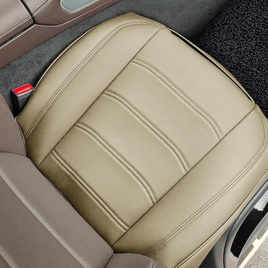 2 Pack Faux Leather Front Car Seat Covers Bottom Seat Cushion Covers, Anti-Slip Full Wrap Protection with Storage Pocket, Heavy Duty Universal Fit for Most Vehicles, Sedan, Truck, SUV