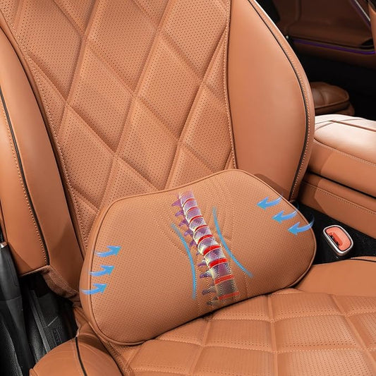 Lumbar Support Pillow for Car Memory Foam Back Sleeper Cushion for Drving Seat for Most Car SUV Home Office Orange1