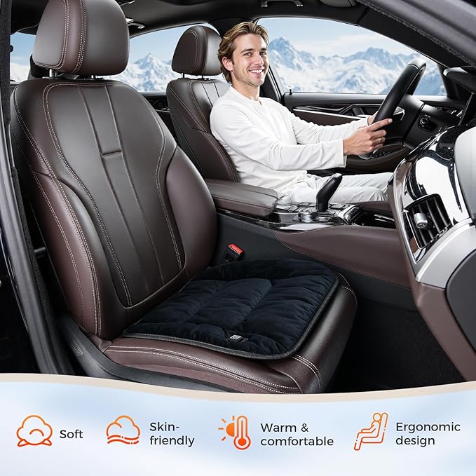 FLORICH Car Seat Cushion Winter Comfortable Seat Cushion for Cars Trucks SUV Van Office Home Wheelchair, Black