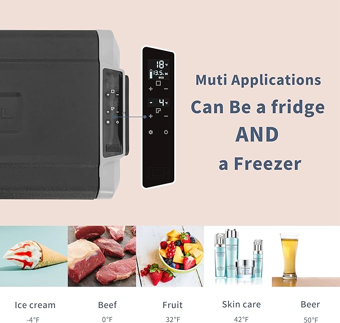 Alpicool T50 Dual Temperature Control 12 Volt Refrigerator 53 Quart Portable Car Fridge Freezer (-4°F~68°F) for Truck, RV, Boat, Camping and Travel