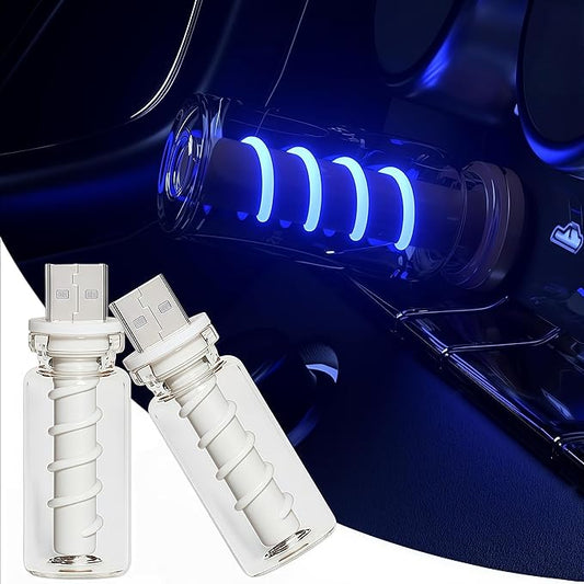 2 PCS USB Car Interior Lights, Touch Dimmable, Mini Retro Glass Bottle Design Suitable for Cars, Bedrooms, Corridors and Camping (Blue)
