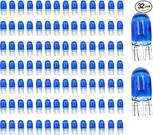 100 Pack 194B Bulb 194 Blue Side Marker Light Bulbs 2825 168 158 12961 W5W 12v 5w T10 Wedge Auto lighting For Car Dome Map Door Courtesy Step License Plate
