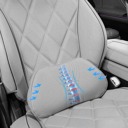 Lumbar Support Pillow for Car Memory Foam Back Sleeper Cushion for Drving Seat for Most Car SUV Home Office Grey