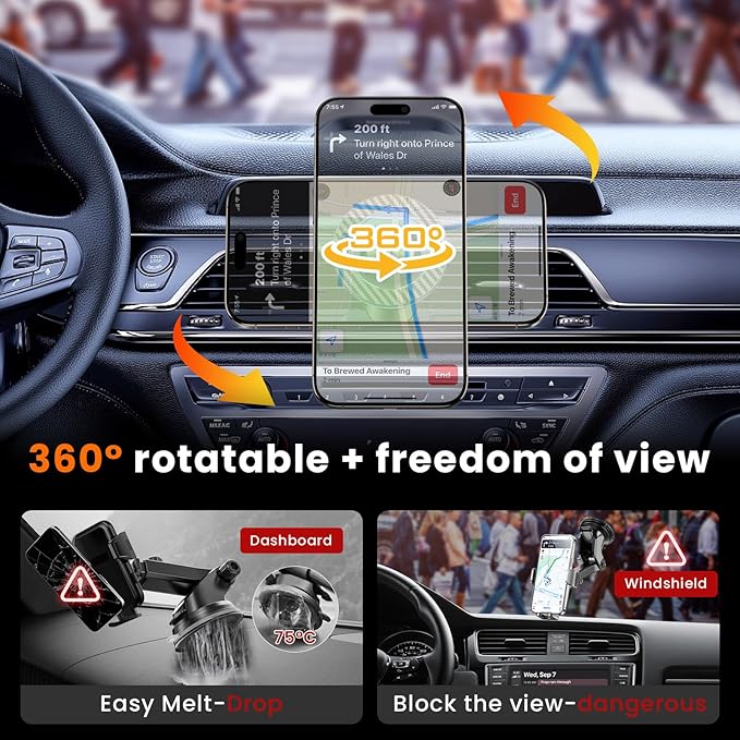 for MagSafe Car Mount Magnetic Phone Holder for Car [2025 Upgraded 22X Magnets & Double-Hooks] Phone Holders for Your Car Stand for Dashboard Vent GPS for iPhone 16/15/14/13/12 Android etc