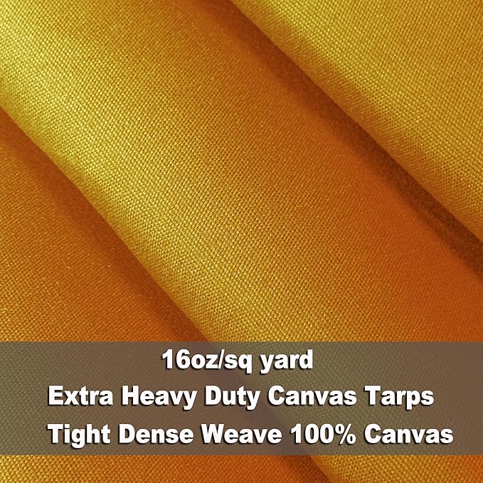 2 Pack Small Heavy Duty Canvas Tarp 4x5 Feet 16oz Water-Resistant Canvas with Grommets，Tear Resistant, Durable, Multipurpose Protective Tan Tarp Cover for Camping, Tent, Car