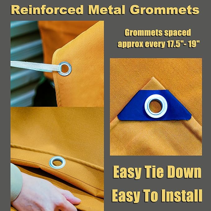2 Pack Small Heavy Duty Canvas Tarp 4x5 Feet 16oz Water-Resistant Canvas with Grommets，Tear Resistant, Durable, Multipurpose Protective Tan Tarp Cover for Camping, Tent, Car