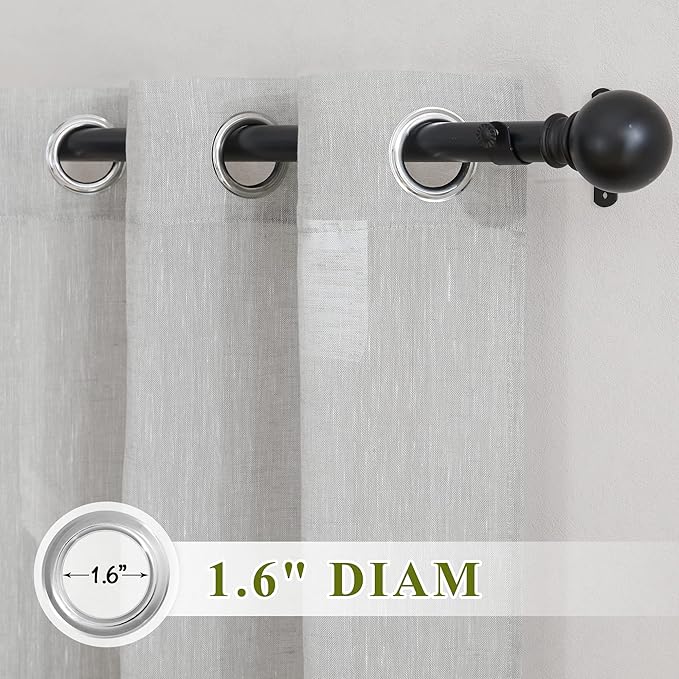 NICETOWN Sliding Door Curtains Linen Sheer Textured, Grommet Semi Sheer Keep Privacy Window Drapes with Light Filtering for Living Room/Bedroom, Grey, W70 x L96, 2 Pieces