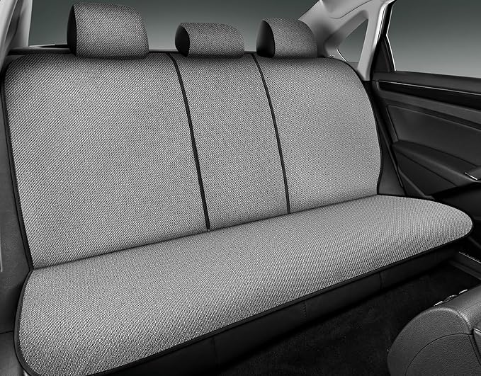 Road Comforts Full Set Car Seat Covers Front Rear Seat Cover Low Back, Flax Seat Protector, Airbag Compatible, Universal Fits for Most Cars, Truck, SUV, Vans Gray