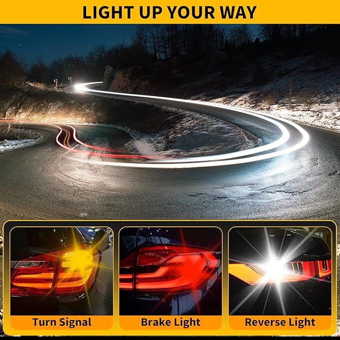 Yorkim 3157 LED Bulb White, 500% Super Bright, 3156 3056 3057 4157 3047 4057 3457 4114 LED Bulbs for Backup Reverse Tail DRL Parking Lights - Pack of 2