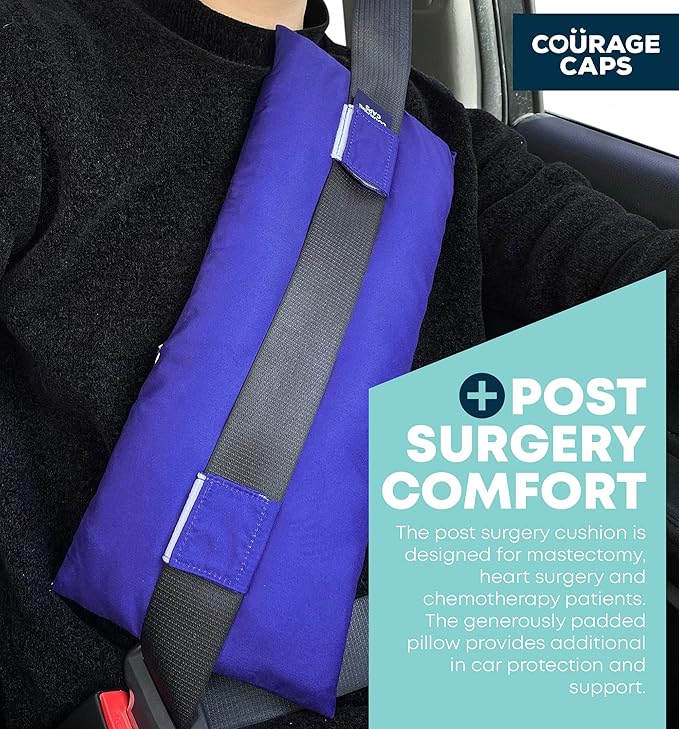 Polyester Pillow, Post Surgery Seatbelt Cover - Dark Blue