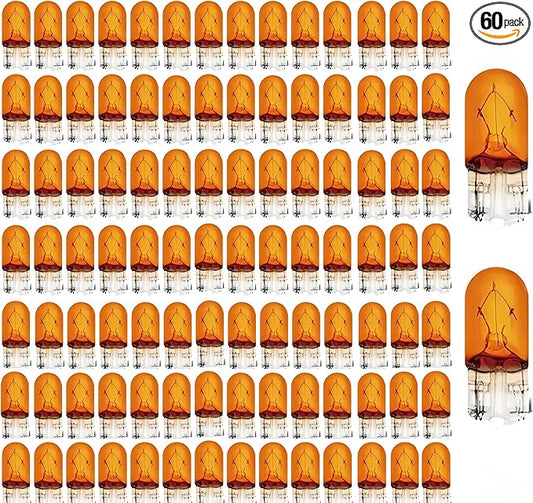 100 Pack 194A 194NA Bulb,T10 2825 168 158 12961 WY5W Auto Side Marker Light Bulbs 194 Amber 194nall Yellow Orange Long Life Fit for Blazer Ford Ranger GMC Jimmy Honda-Fit