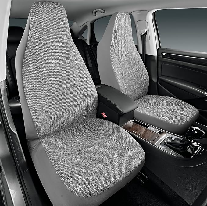 Road Comforts Car Seat Covers for Front Seat, High Back Heavy Duty Breathable Flax Seat Protector, Airbag, Not Seat Belt Compatible, Washable Seat Cover Fits for Most Cars, Trucks, SUVs, Vans