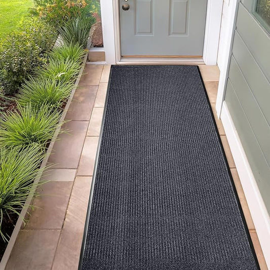 MaxMat® Industrial Grade Door Mat - Extra Large, Heavy Duty, Waterproof, Low-Profile, Easy to Clean Floor Mat (3 x 10 Feet, Grey, MXM-RIB0310GY)