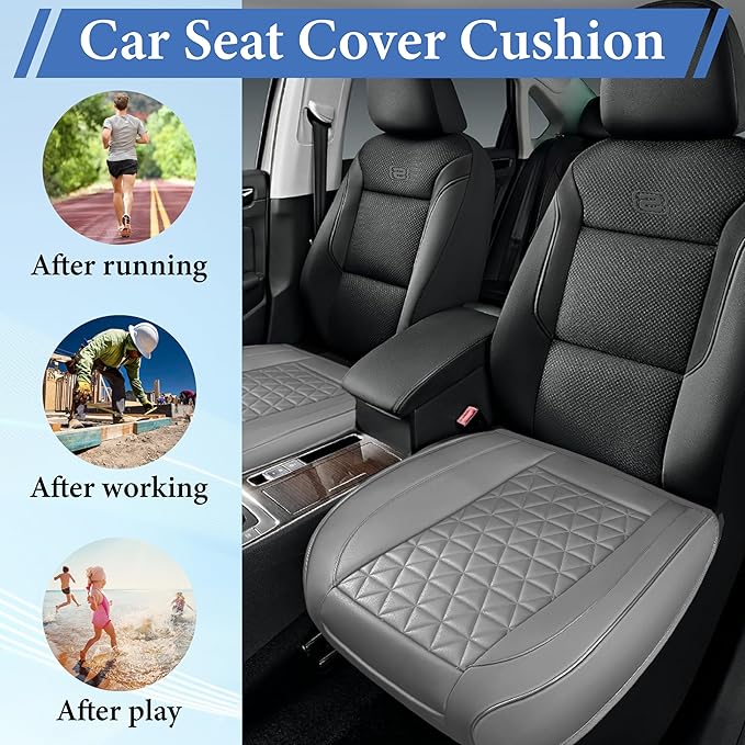 1PC Leather Car Seat Cover, Front Bottom Seat Cushion Cover, Car Seat Cover, Front PU Leather Seat Covers, Anti-Slip and Wrap Around The Bottom with Storage Pocket Suitable for Most Vehicles (Black)
